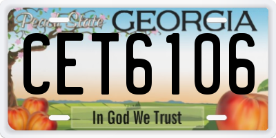 GA license plate CET6106