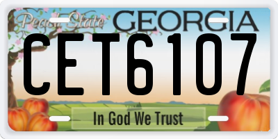 GA license plate CET6107