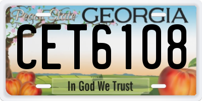 GA license plate CET6108