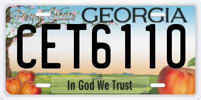 GA license plate CET6110