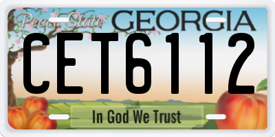GA license plate CET6112