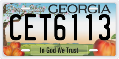 GA license plate CET6113