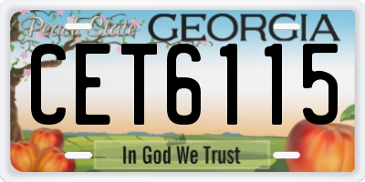 GA license plate CET6115