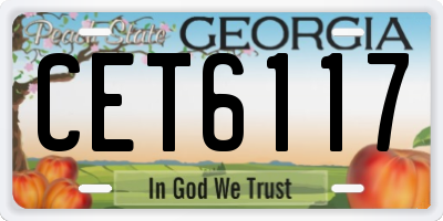 GA license plate CET6117