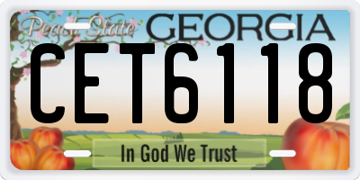 GA license plate CET6118