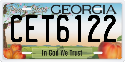 GA license plate CET6122