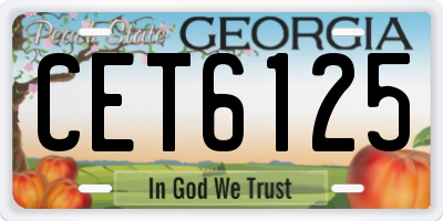 GA license plate CET6125