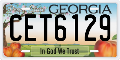 GA license plate CET6129