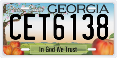 GA license plate CET6138