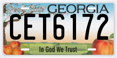 GA license plate CET6172