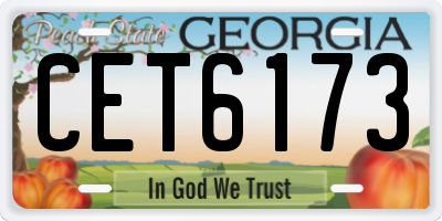 GA license plate CET6173
