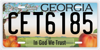 GA license plate CET6185