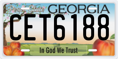 GA license plate CET6188