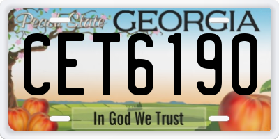 GA license plate CET6190