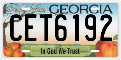 GA license plate CET6192