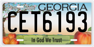 GA license plate CET6193