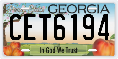GA license plate CET6194