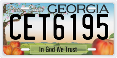 GA license plate CET6195
