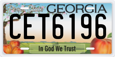 GA license plate CET6196