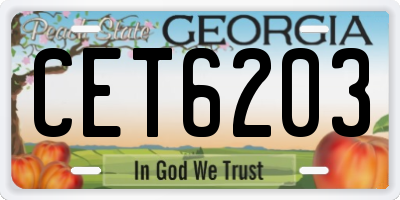 GA license plate CET6203