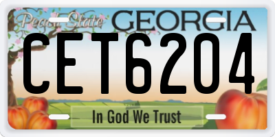 GA license plate CET6204