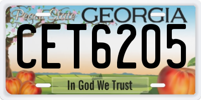 GA license plate CET6205