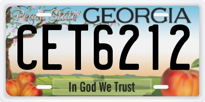 GA license plate CET6212