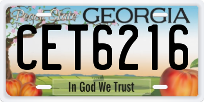 GA license plate CET6216