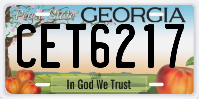 GA license plate CET6217