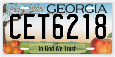 GA license plate CET6218