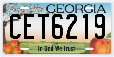 GA license plate CET6219