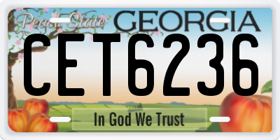 GA license plate CET6236