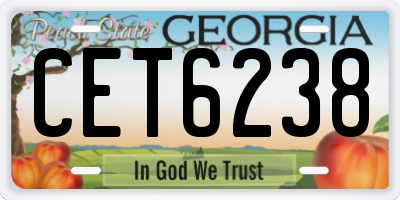 GA license plate CET6238
