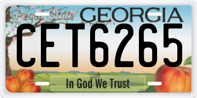 GA license plate CET6265