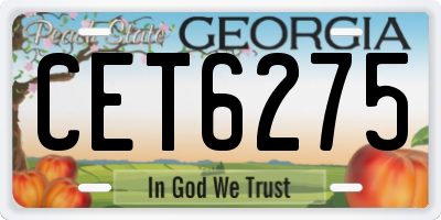 GA license plate CET6275