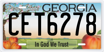 GA license plate CET6278