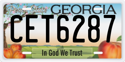 GA license plate CET6287