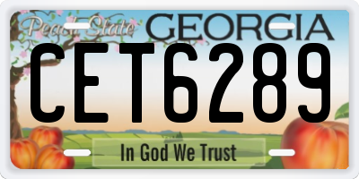 GA license plate CET6289