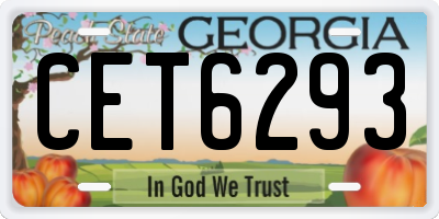 GA license plate CET6293