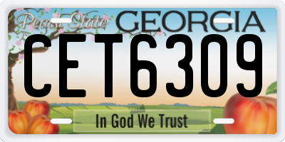GA license plate CET6309