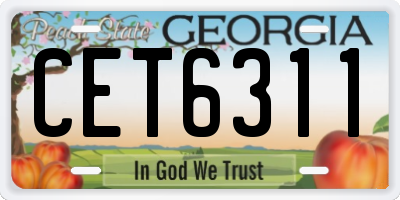 GA license plate CET6311