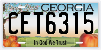 GA license plate CET6315