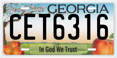 GA license plate CET6316