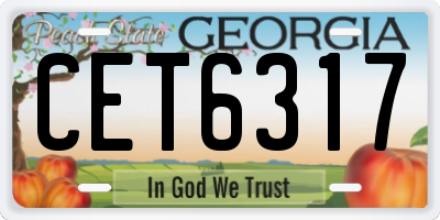 GA license plate CET6317