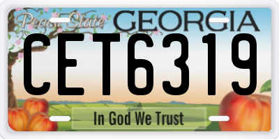 GA license plate CET6319