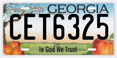 GA license plate CET6325
