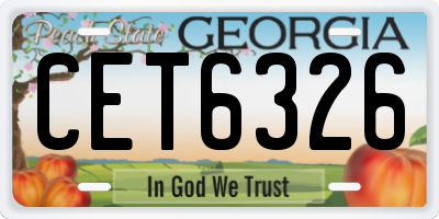 GA license plate CET6326