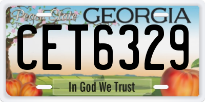 GA license plate CET6329