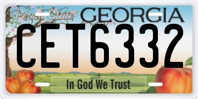 GA license plate CET6332