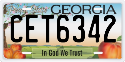 GA license plate CET6342